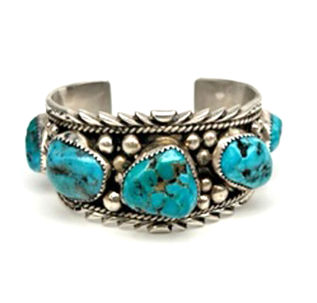 Turquoise & Silver Silver & Turquoise Cuff 