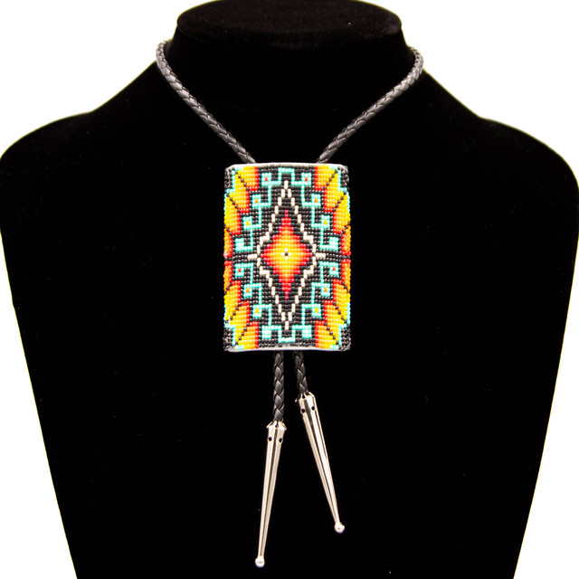 Bolos  Black Multicolored Beaded Bolo