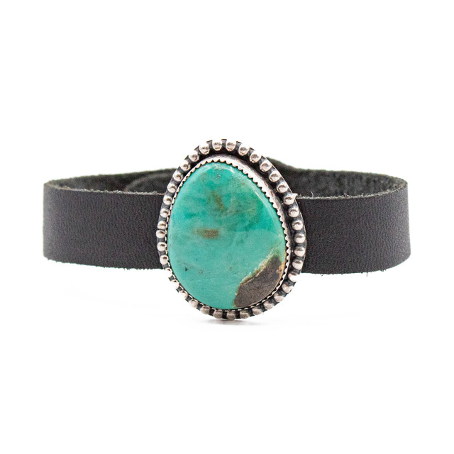 Turquoise & Silver Turquoise Leather Bracelet
