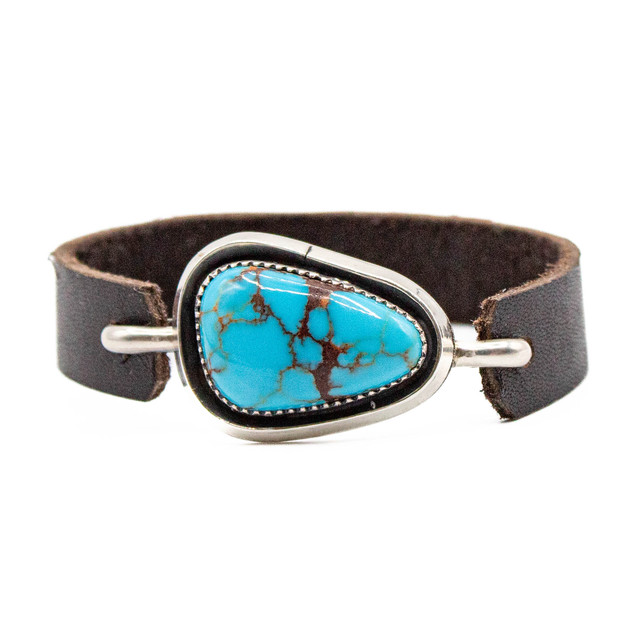 Turquoise & Silver Turquoise Leather Bracelet