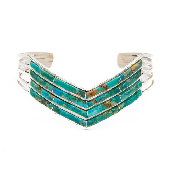 Turquoise & Silver Turquoise Inlay Bracelet