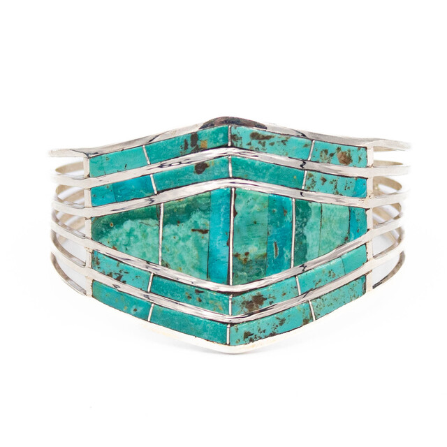 Turquoise & Silver Turquoise Inlay Bracelet